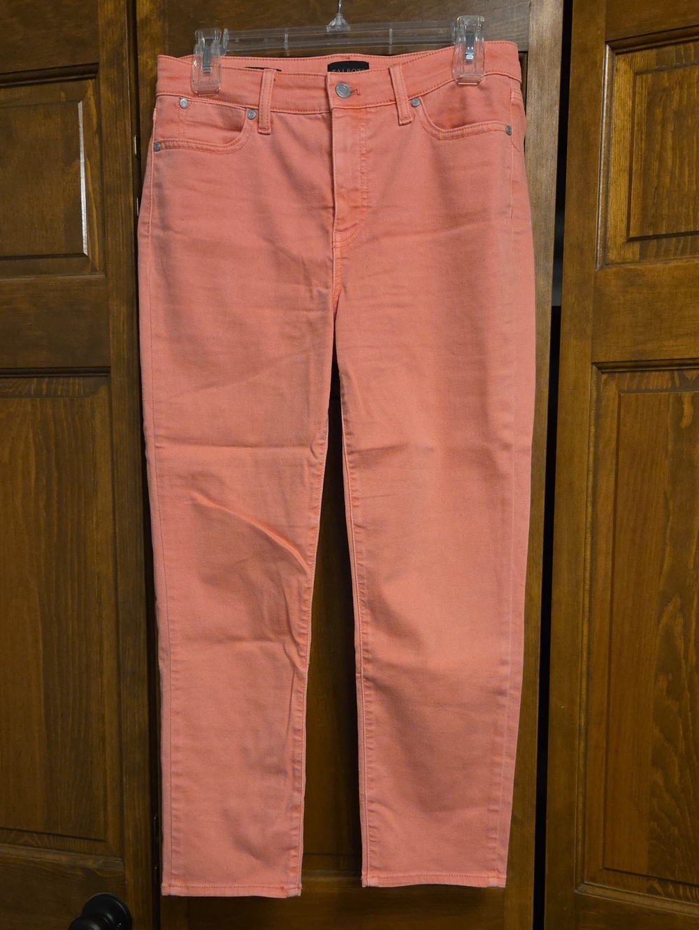 Talbots Straight Leg Crop Jeans in Coral Pink